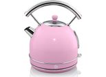 Swan SK14630PNEW Bollitore Elettrico Retrò Da 1,8 L Vintage Con Spegnimento Automatico A Batteria, Acciaio Inox Rosa