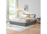 Letto Imbottito 'Nola' Con Rete 160 X 200 Cm Grigio Lino