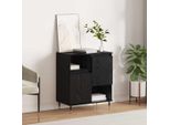 Stabli MöBel Credenza In Vetro Aspetto Rovere Nero 60 X 35 X 70 Cm Materiale A Base Di Legno - Cassettiere CC2397775 1Pacco