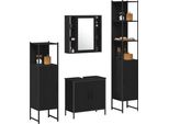 Vidaxl Set Di Mobili Da Bagno Con Ripiano 4 Pezzi In Legno Nero