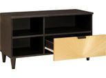 Mobile Tv Vidaxl Nero E Oro 80 X 33 X 46 Cm In Legno Massiccio Di Mango