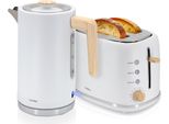 Briebe SKT1167WHT Set Nordico Tostapane 2 Fette A Fessura Larga + Bollitore 1,7L Elettrico Bianco