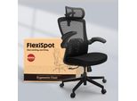 Flexispot Sedia Ergonomica Per Ufficio, Poggiatesta 3D, Schienale Regolabile, Braccioli Pieghevoli, Sedile In Rete, Inclinazione Di 135°, Portata Di 150 Kg Nero
