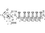 Js Atv-Verteiler, Steig.Spindel 6-Fach,Dn25,Eing. 1",Ob.A. 1 1/4"""
