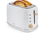 Briebe TA1166WHT Tostapane Nordico 2 Fette Larghe Con Portapane, 6 Livelli Di Tostatura Bianco