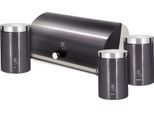 Berlinger Haus Carbon Pro Set Di Cestini Per Il Pane +3 Contenitori Da Cucina In Robusto Acciaio Inox Design Moderno Grigio Scuro /Acciaio Inox