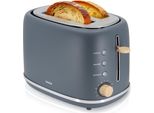 Briebe TA1166GRY Tostapane Nordico 2 Fette Larghe Con Portapane, 6 Livelli Di Tostatura Grigio