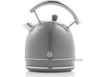 Swan SK14630GRNEW Bollitore Elettrico Retrò 1,8L Vintage Auto Off Cordless, Grigio Acciaio Inox