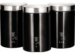 Berlinger Haus Black Silver Set Di 3 Barattoli Da Cucina In Robusto Acciaio Inox, Ø11 X 17,8 Cm Design Moderno Nero / Acciaio Inox