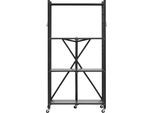 Succebuy Scaffale Pieghevole A 4 Livelli Con Rotelle, 33X71X137 Cm, Scaffale Pieghevole Per Carichi Pesanti, Scaffale In Piedi Senza Montaggio, Scaffale Versatile Per La Casa, Scaffale Per La Cucina, Scaffale In Metallo Per Garage, Cucina E Cantina, Nero