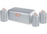 Berlinger Haus Moonlight Set Di Cestini Per Il Pane +3 Contenitori Da Cucina In Robusto Acciaio Inox Design Moderno Grigio / Oro Rosa