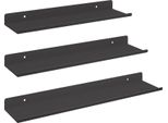 Vidaxl Scaffale A Muro Con Ripiano Montaggio A Parete 3 Pezzi Nero 80 X 9 X 2,5 Cm