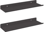 Syfax™ Scaffale Da Parete Con Lo Scaffale 2 Pcs Nero 80 X 9 X 2.5 Cm