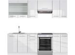 Vicco Cucina Componibile Fame-Line, 240 Cm , Pt Marmo, Bianco Lucido/Bianco