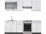 Vicco Cucina Componibile Fame-Line, 240 Cm , Pl Marmo, Bianco Lucido/Antracite