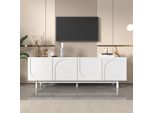 Fortuna Lai Lowboard Tv - Mobile Tv - Mobile Tv - Ante Strutturate - Mobile Tv Con Divisori Regolabili (Bianco)