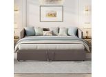 Cdglobal Letto Da Giorno 90X200Cm/180X200Cm Letto Estraibile, Divano Letto Allungabile Con Rete A Doghe E Braccioli, Letto Imbottito In Velluto Letto Per Bambini Divano Letto, Grigio
