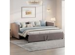Cdglobal Daybed Daybed 90X200/180X200Cm, Divano Letto Con Sottopiano Estensibile, Letto Per Bambini, Letto Per Ragazzi Con Latternost, Letto Per Ospiti In Legno Massiccio, Grigio