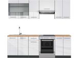 Vicco Cucina Componibile Fame-Line, 240 Cm , Pl Rovere, Bianco Lucido/Antracite