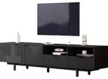 Mobile Tv Basso Con 2 Ante E 2 Cassetti, 2 Scomparti E Piedini In Metallo, 200 X 40 X 51 Cm, Nero