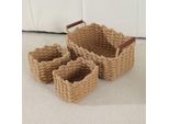 Set Di 3 Cesti In Cotone Intrecciato Grossolanamente Cesto Portaoggetti Per Corridoio, Camera Da Letto E Soggiorno, Colore: Kaki