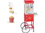 Succebuy Macchina Per Popcorn Con Bollitore E Carrello, Macchina Per Popcorn Commerciale Da 800 W, 48 Tazze Per Carico, Semplice Funzionamento A 2 Pulsanti, Parete In Vetro, Porta Pc, Inclusi Porzionatore E 3 Cucchiai, Rosso