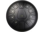 Steel Tongue Drum - Tamburo A Lingua - 25 Cm - 11 Note - Con Bacchette, Plettri, Borsa Imbottita Per Il Trasporto - Nero