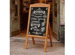 Fativo Lavagna Da Esterno In Legno: Espositore Pieghevole Con Lavagna Magnetica, Supporto Pubblicitario 42,5×90 Cm, Marrone Chiaro