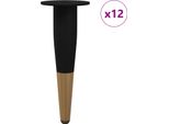 Vidaxl Gambe Per Mobili 12 Pezzi Nero E Oro Ø 40 X 98 Mm Ferro