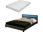 Led Tessile Letto Matrimoniale + Materasso Imbottito Letto 140X200Cm Struttura Letto In Tessuto Corium