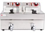 Beeketal Gastronomie Friteuse Fritteuse 230V, Fritteuse BTF/BWF:BTF20B - 9 + 9 L mit Ablaufhahn