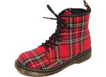 G4324 Anfibio Bimba Girl Dr. Martens Red/Multicolor Tartan Fabric Boot Kids