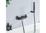 Rubinetto Per Vasca Da Bagno Homelody A Cascata Nero Opaco Con Mensola, Rubinetto Per Vasca Da Bagno Con Doccetta, Rubinetto Per Doccia Per Vasca