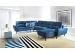 Zona Giorno A U Divano Angolare Divano Letto Angolare Box Letto Funzione Letto Blu Scuro Recamiere Destra