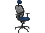 Piqueras Y Crespo (Piqu7) Sedia Jorquera Seduta In Rete Nera Simile Blu Navy Con Testata Fissa Ufficio, Misura Singola