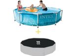 Piscina Intex Con Struttura In Metallo - Lato Spiaggia - 305 X 76 Cm - Vela Solare Inclusa