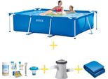 Piscina Intex Frame - 220 X 150 X 60 - Include Il Pacchetto Di Manutenzione Ways, La Pompa Di Filtraggio E Il Telo Di Fondo