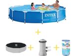 Piscina Intex Con Struttura In Metallo - 366 X 76 Cm - Inclusa Vela Solare, Pompa Filtro E Filtro