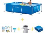 Piscina Intex Frame - 260 X 160 X 65 Cm - Include Pacchetto Di Manutenzione Ways, Pompa Filtro E Telo Di Fondo