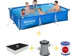 Piscina Bestway - Steel Pro - 300 X 201 X 66 Cm - Inclusa Vela Solare, Pompa Filtro E Filtro