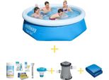 Bestway Pool - Set Rapido - 244 X 66 Cm - Include Pacchetto Di Manutenzione Ways, Pompa Filtro E Telo Di Fondo