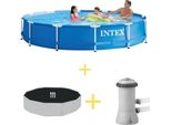 Piscina Intex Con Struttura In Metallo - 366 X 76 Cm - Inclusa Vela Solare E Pompa A Filtro