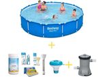 Bestway Pool - Steel Pro - 396 X 84 Cm - Incluso Pacchetto Di Manutenzione Ways E Pompa Filtro