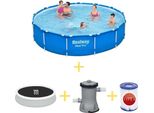 Piscina Bestway - Steel Pro - 396 X 84 Cm - Inclusa Vela Solare, Pompa Filtro E Filtro