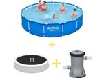 Piscina Bestway - Steel Pro - 396 X 84 Cm - Inclusa Vela Solare E Pompa Filtro