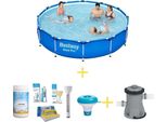 Bestway Pool - Steel Pro - 366 X 76 Cm - Incluso Pacchetto Di Manutenzione Ways E Pompa Filtro