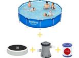 Piscina Bestway - Steel Pro - 366 X 76 Cm - Inclusa Vela Solare, Pompa Filtro E Filtro