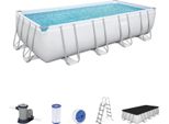 Bestway 56465 Power Steel Piscina Eckig Filtro Leiter Copertura 549X274X122Cm
