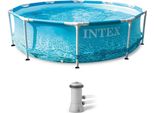 Intex 28208GN - Frame Pool - Beachside (305X76Cm) Con Pompa Filtro Framepool Piscina Da Giardino Fuori Terra