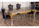 Casa Padrino Tavolo Da Pranzo Barocco Argento/Oro - Tavolo Da Pranzo In Legno Massiccio In Stile Barocco Realizzato A Mano - Sontuosi Mobili Da Sala Da Pranzo Barocchi